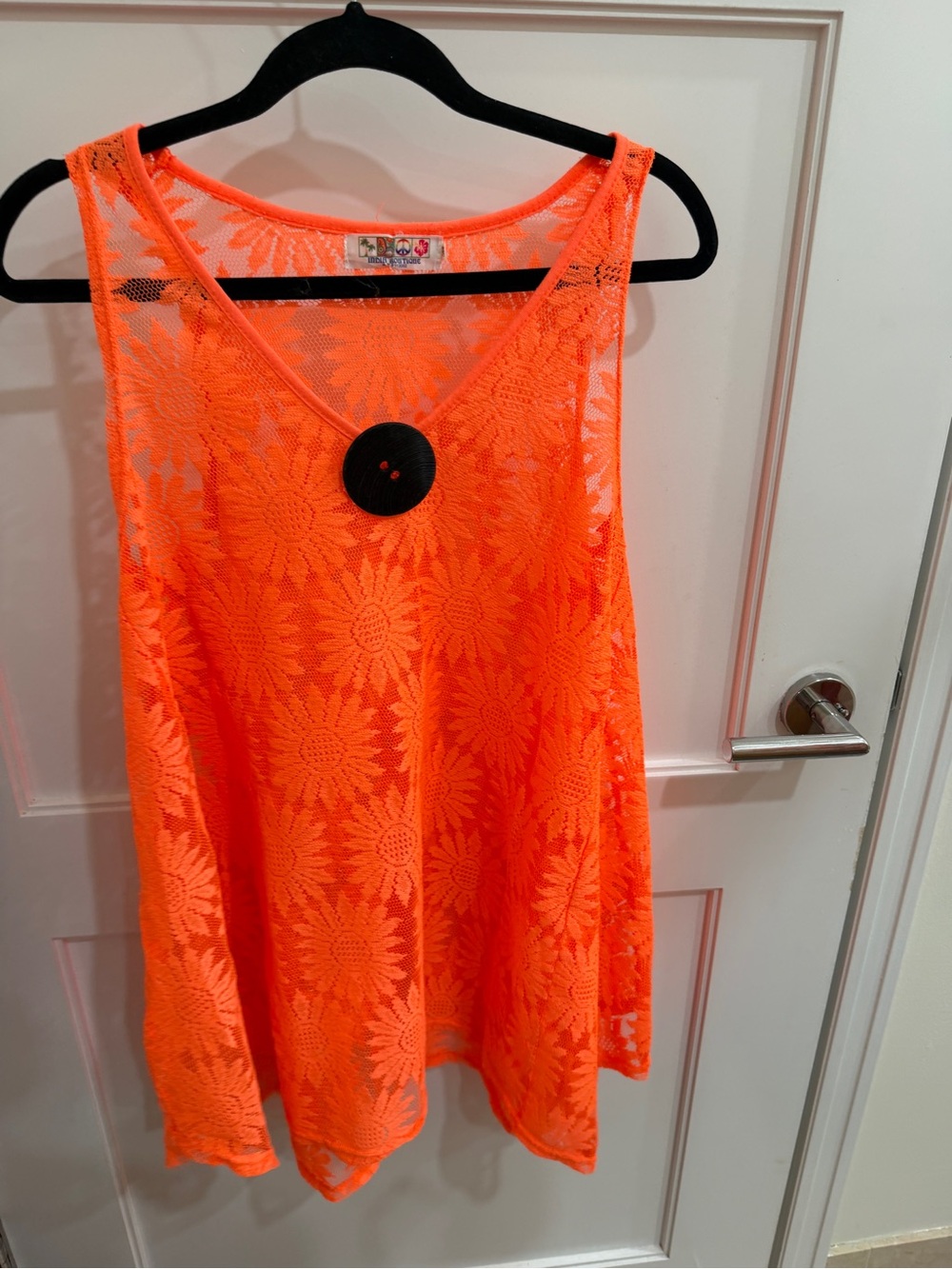Women’s Neon Orange Lace Floral Coverup